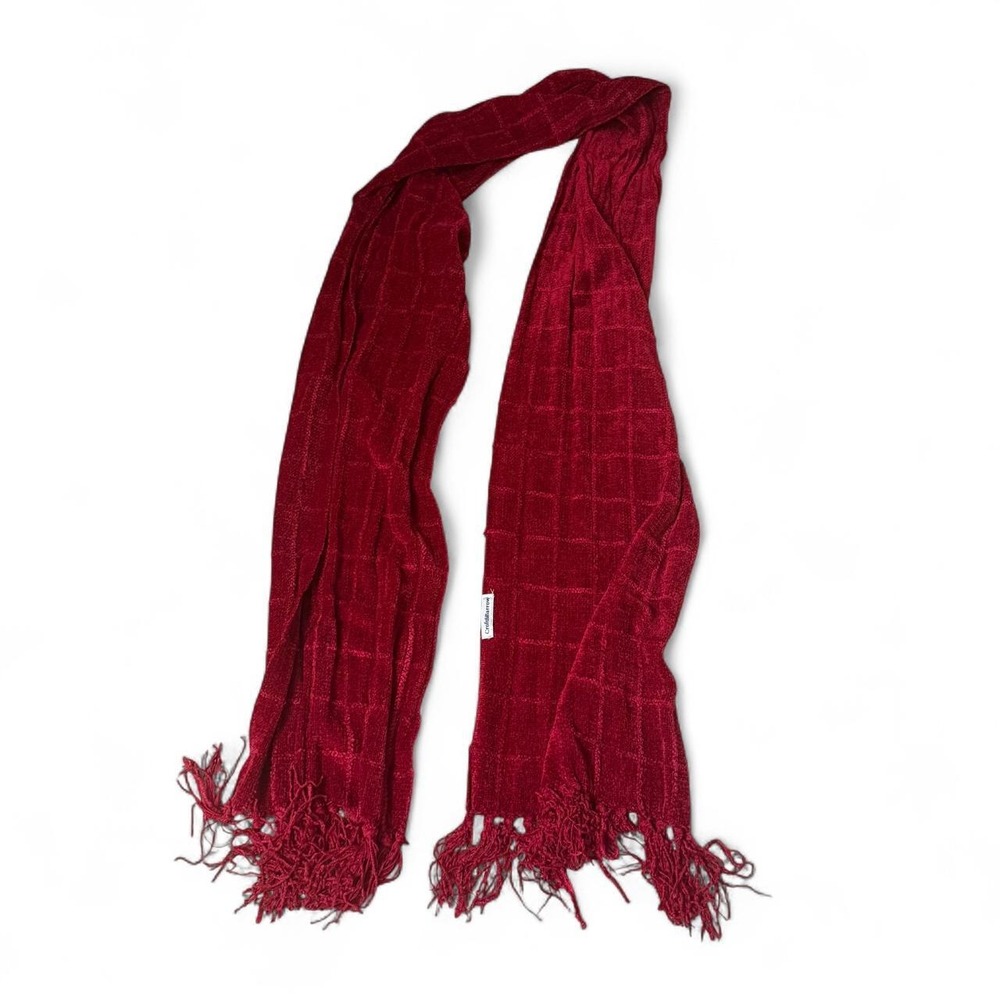 Croft & Barrow red plaid scarf with fringe